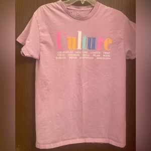 Bowery Supply Co Women SZ-M  Pink T-Shirt with “CULTURE” ON FRONT
